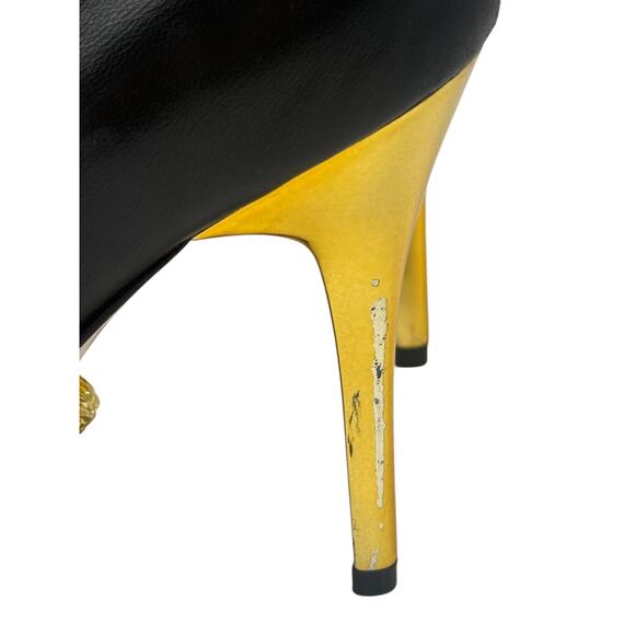 Versace Leather La Medusa Embellished Pointed Toe Pumps Heels Black Size 36 - Picture 7 of 10